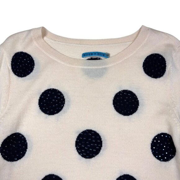 Alice + Olivia Celyn Polkadot Sweater Sz.S Cream Rhinestones ASO Taylor Swift - Picture 7 of 14